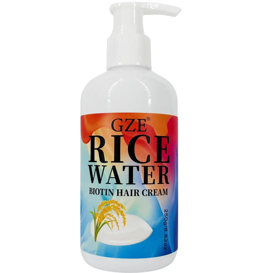 GZE Rice Water Biotin Hair Cream – Deep Hydrating Moisturizer Hair Moisturizing Cream Qme Rice Water Biotin