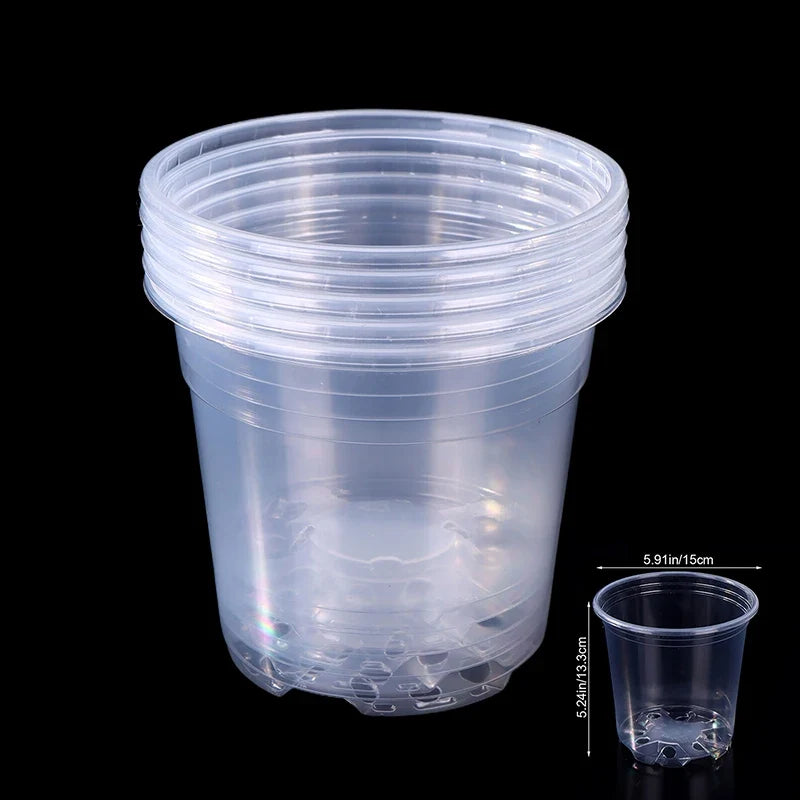 Transparent Plastic Flowerpots with Drainage Holes | 6 Sizes Clear Plastic Planter Qme E