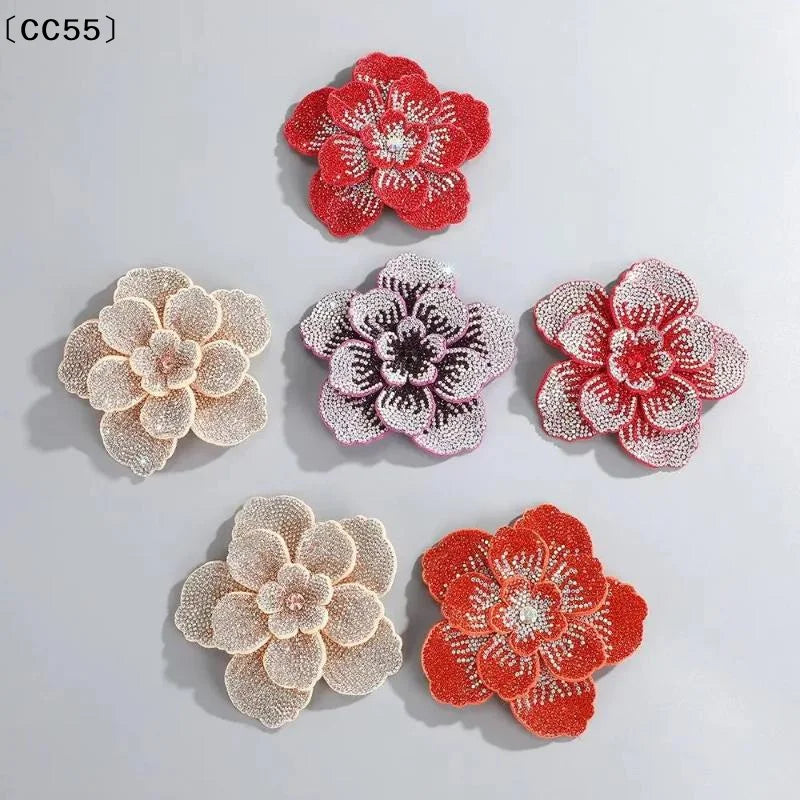 3D Camellia Rhinestone Flower Patch – DIY Sewing Embellishment Sewing Embellishment Qst