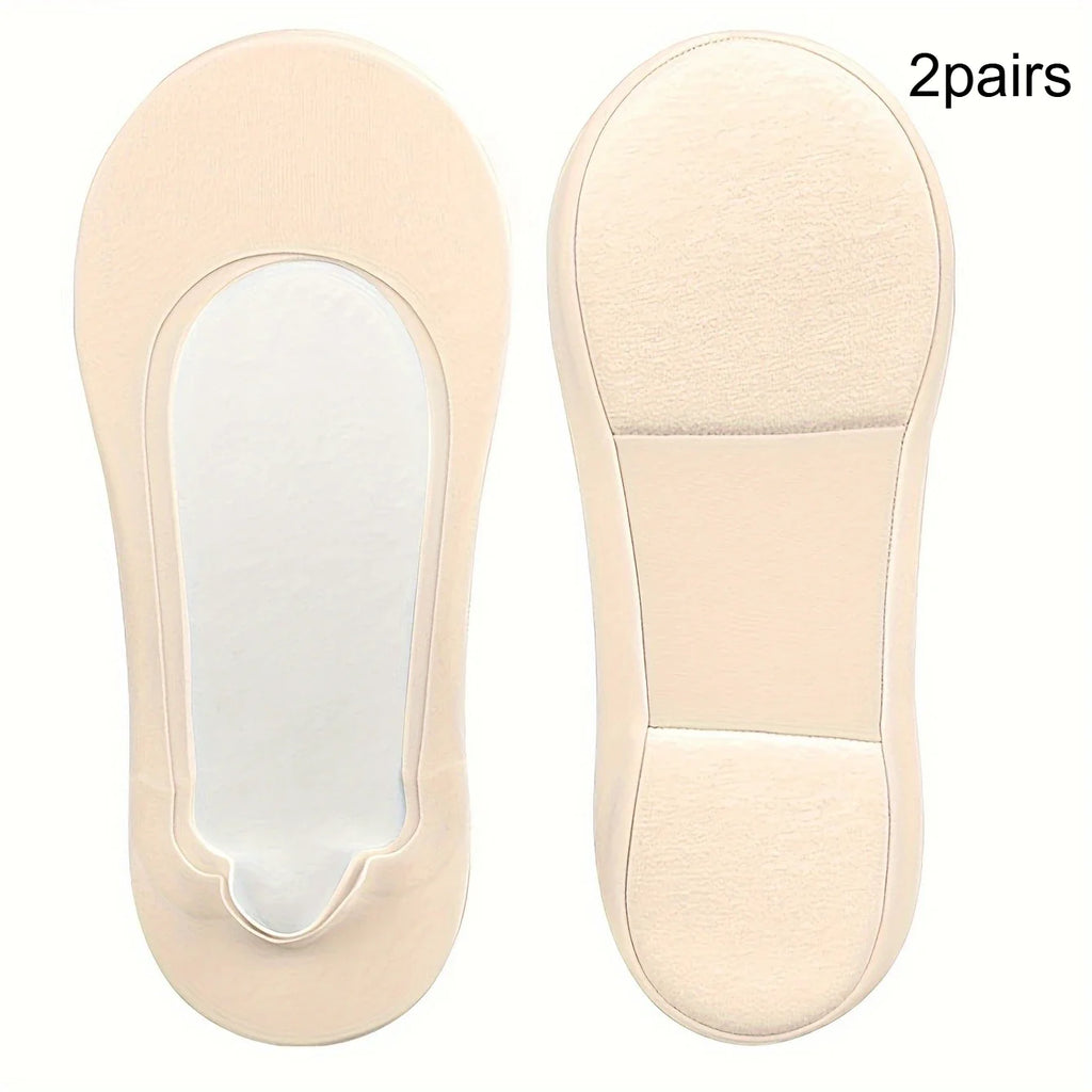 3D Anti-Slip Low Boat Socks – Soft Memory Foam Summer Socks Women's Boat Socks Qme Beige 2pairs One Size