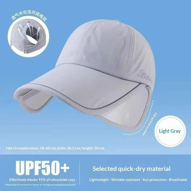 Women's Wide Brim Ponytail Sun Hat – Lightweight UV Cap Wide Brim Sun Hat Qst Gray