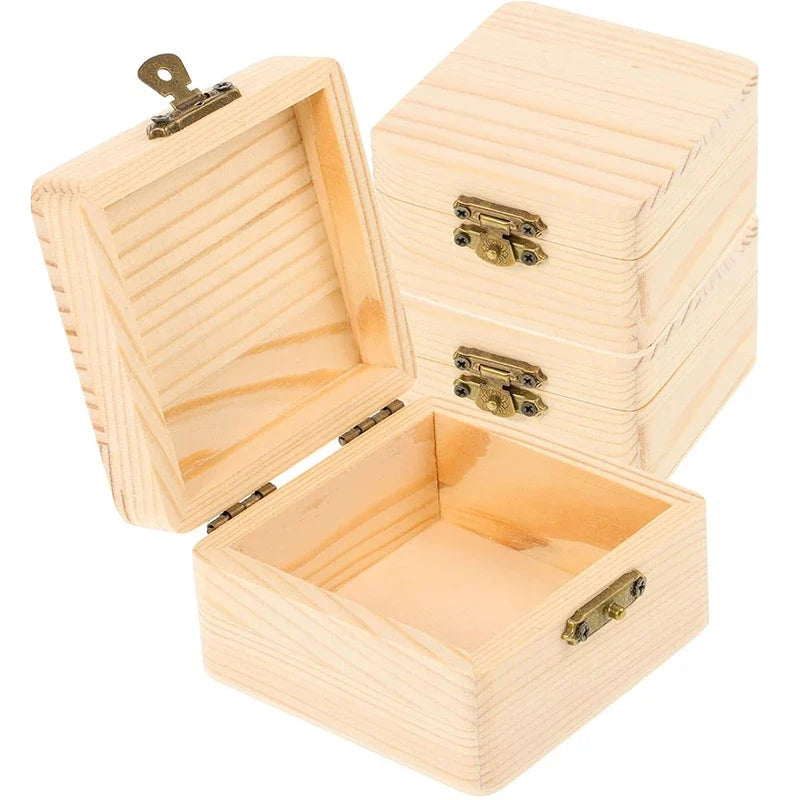 Natural Wooden Storage Box 8x8cm | Home Organizer & Gift Box Wooden Storage Box Qme