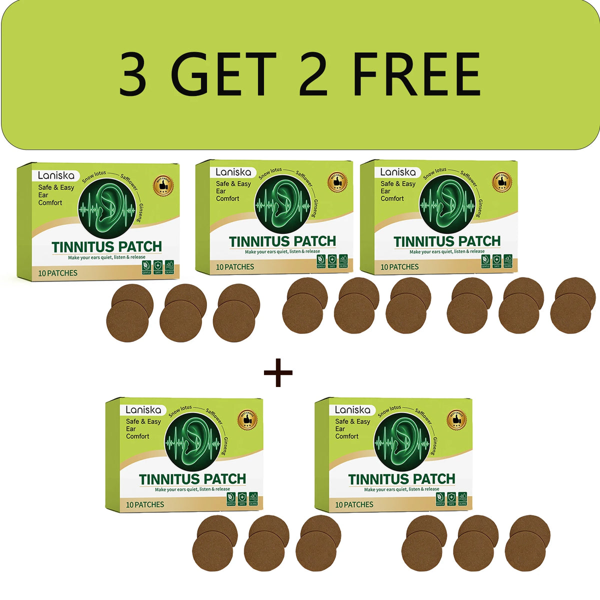 Laniska Ear Care Patches – Breathable Cotton, 10pcs Box Ear Care Patch Qst 3 GET 2 FREE