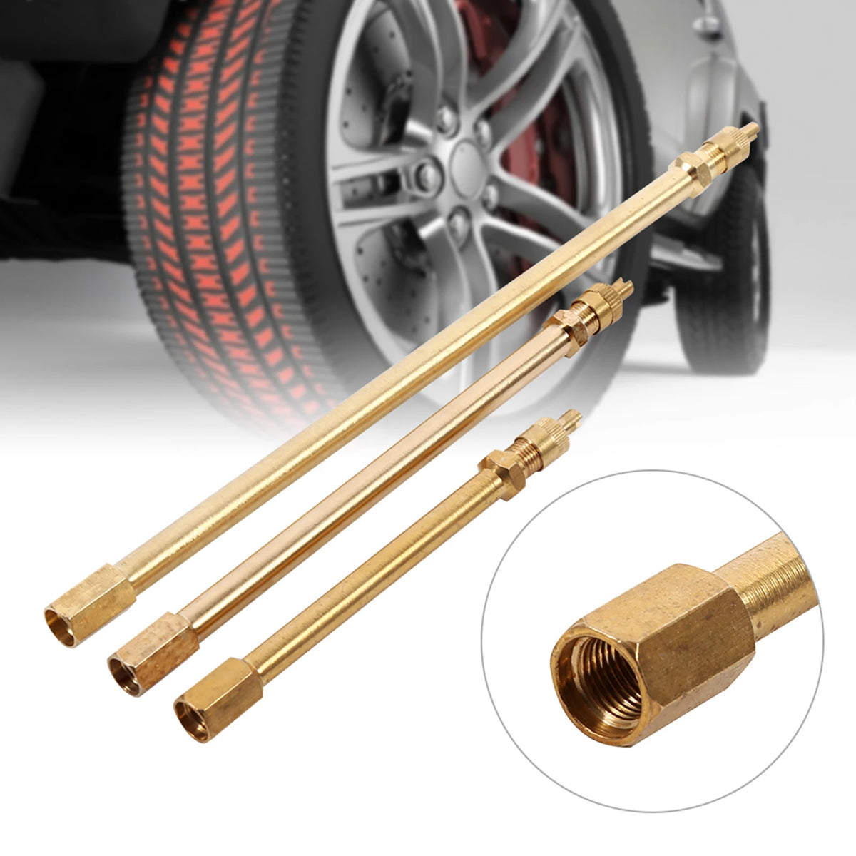 Brass Tire Valve Stem Extender – 100/140/200mm Auto & Truck Valve Stem Extender Qst