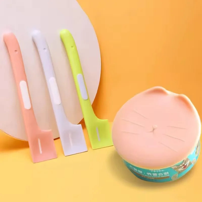 Pet Can Spoon & Lid Set – Cat Design, Food-Grade TPR Pet Feeding Accessory Qst
