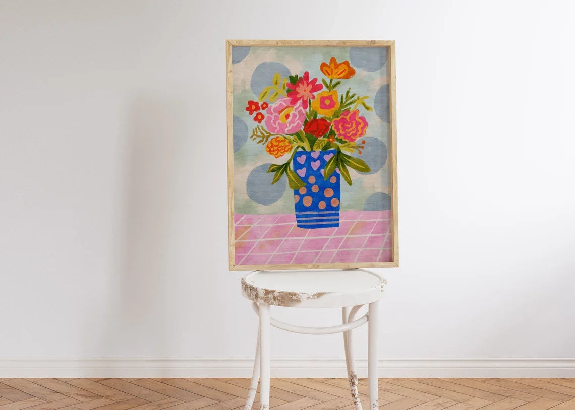 Whimsical Garden Bouquet Canvas Wall Art – Dreamy Floral Print Canvas Wall Art Qst