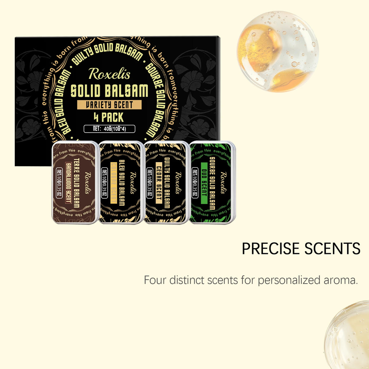 Men's Solid Perfume Balm Set – 4 PCS Woody Scent, Alcohol-Free Solid Perfume Balm Qst