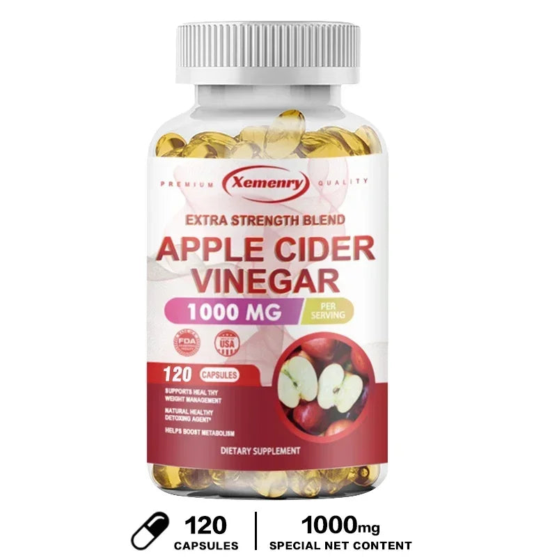 Xemenry Apple Cider Vinegar Capsules 1000mg – Weight Management Wellness Capsules Qst 120 Capsules