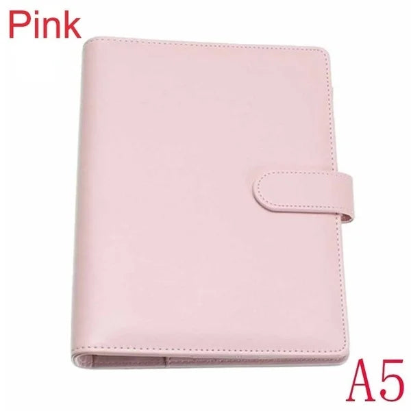Vintage Refillable Leather Ring Binder Notebook Cover Ring Binder Notebook Qme A5 Pink