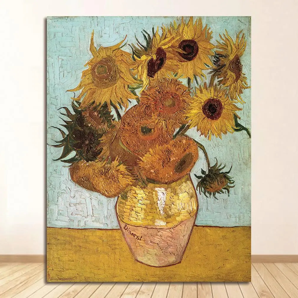 Van Gogh Sunflower Canvas Wall Art – Floral Vase Poster Print Canvas Wall Art Qst 1949-02 20x30cm Unframed