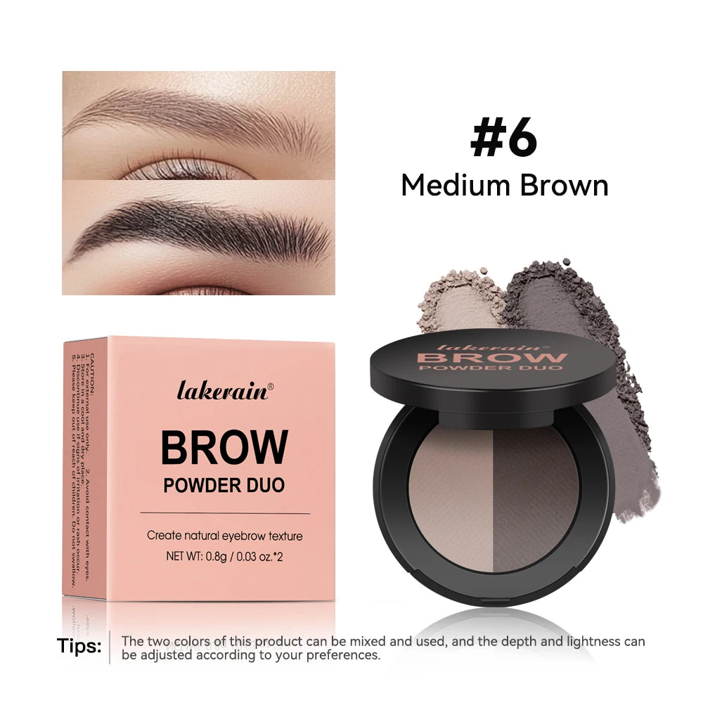 6-Color Duo Eyebrow Powder – Natural Brow & Contour Shade Eyebrow Powder Qst 06