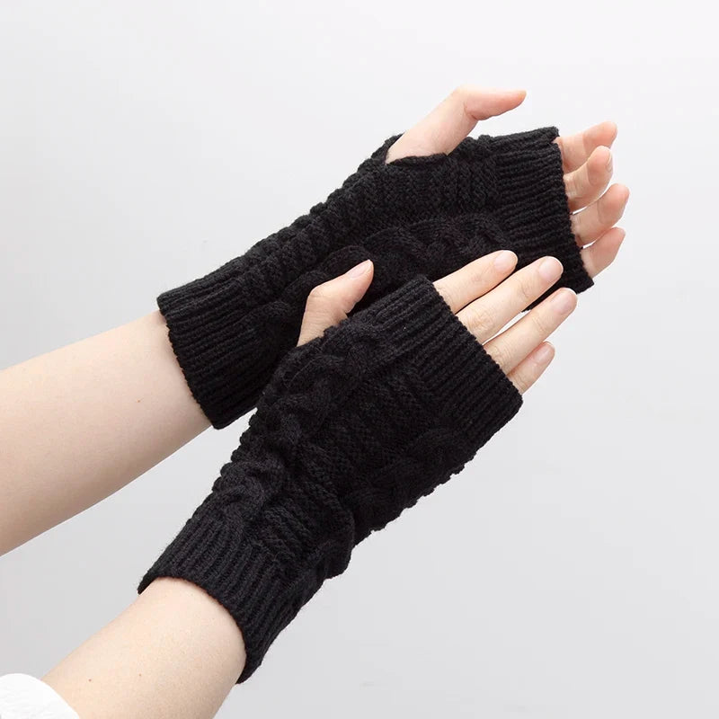 Women's Knitted Fingerless Gloves – Winter Arm Warmers Fingerless Arm Warmers Qme