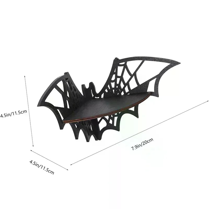 Bat Corner Shelf – Wooden Floating Gothic Wall Display Floating Wall Shelf Qme