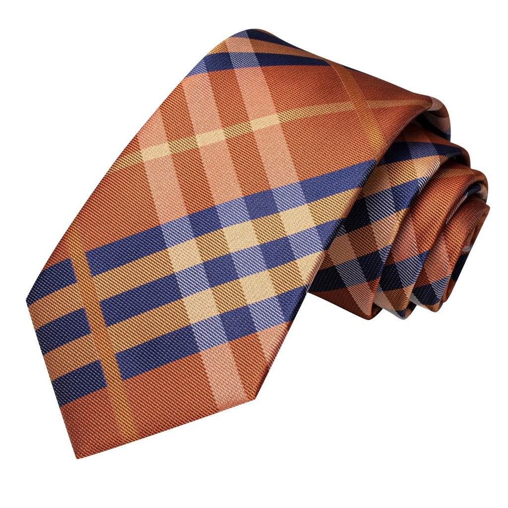 Men's Striped Tie Pocket Square & Cufflinks Set | Hi-Tie Formal Tie Set Qme
