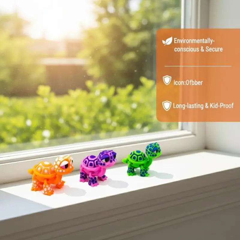 3D Printed Articulated Turtle Figure – Cartoon Animal Desk Toy Animal Figure Toy Qst