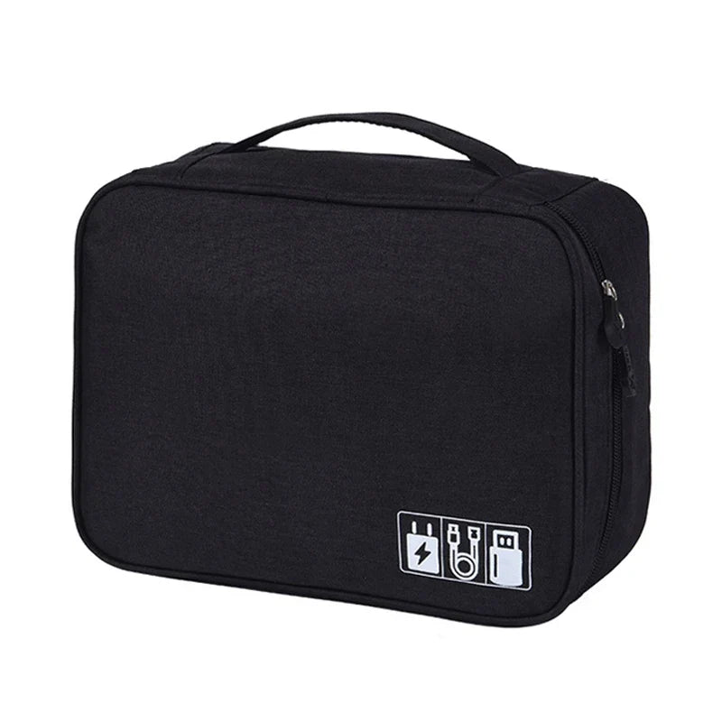 Waterproof Digital Cable Organizer Bag | Portable Storage Cable Organizer Bag Qme Black 2Layer(28x9x21cm)