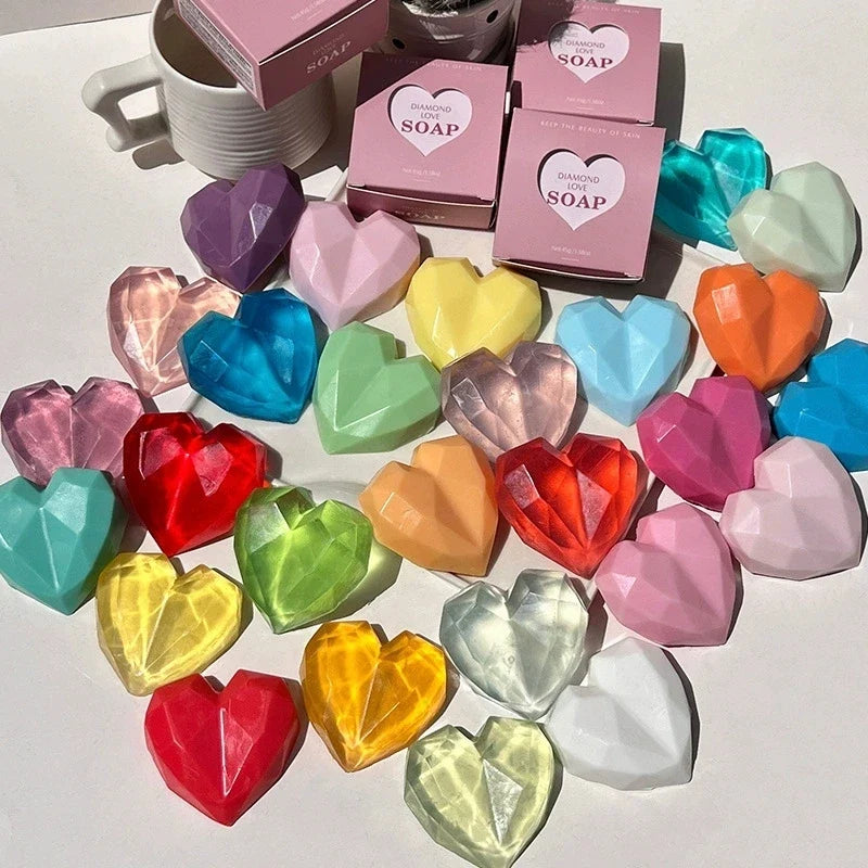 Diamond Heart Handmade Chamomile Facial Soap | Wedding Gift Handmade Bar Soap Qme