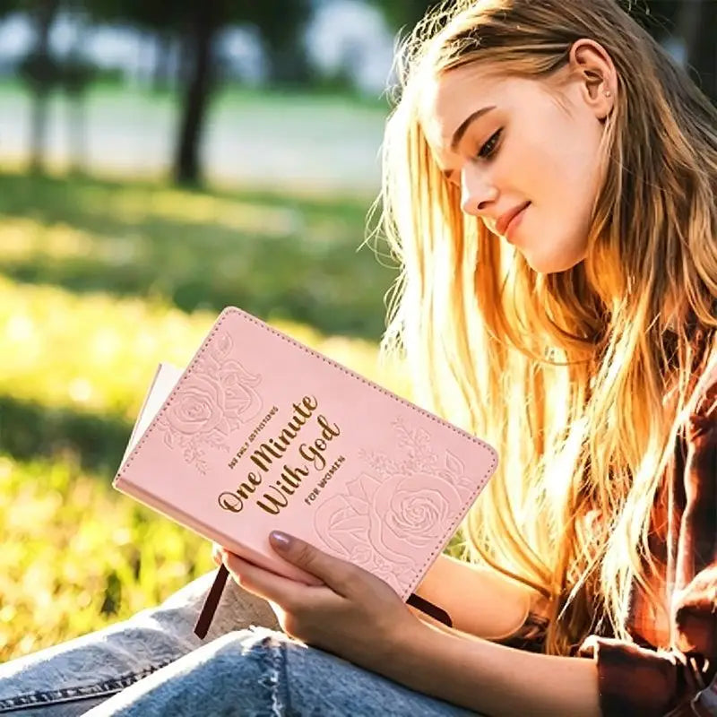 365-Day Prayer Leather Devotional Journal Notebook | Brown & Pink Devotional Journal Qme