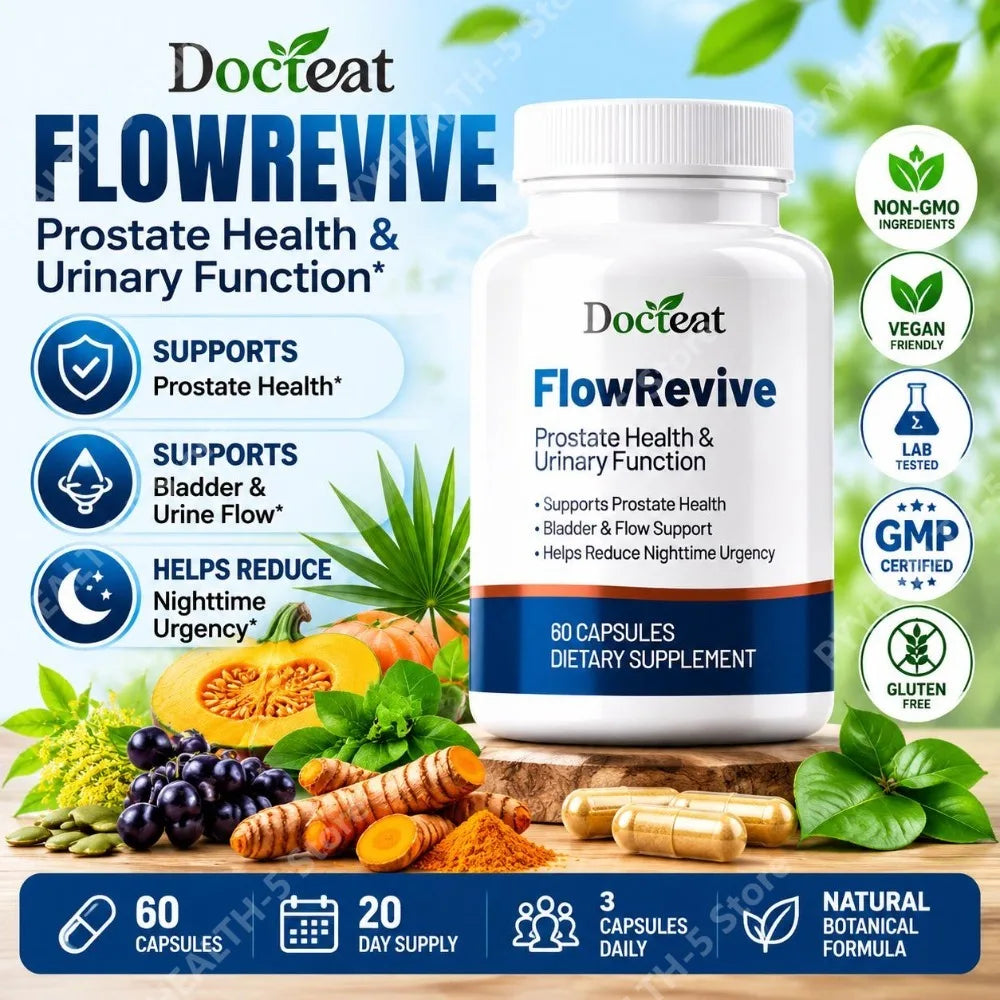 Docteat FlowRevive Prostate & Urinary Support – 60 Capsules Prostate Support Supplement Qst