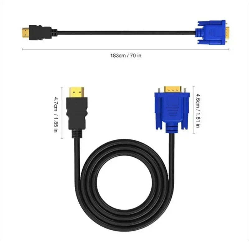 HDMI to VGA Cable Adapter 1080P HD with Audio | 1M 5M 8M HDMI to VGA Adapter Qme