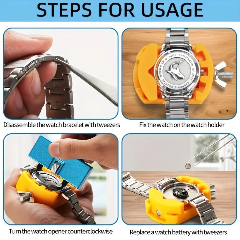 Watch Back Remover Tool – Adjustable Case Opener & Holder Watch Repair Tool Qme