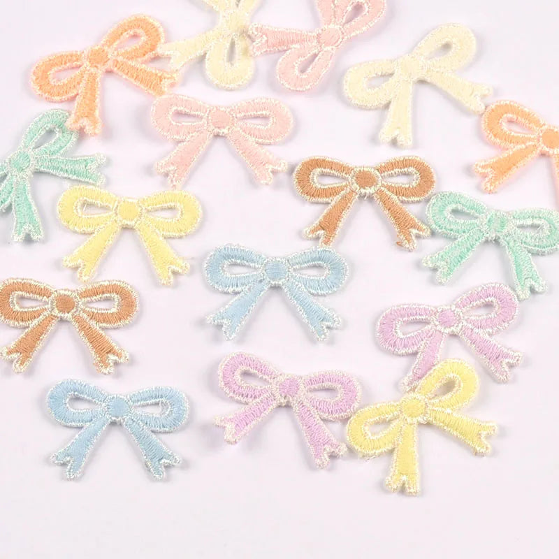 Knitted Bow Cloth Patches Mixed Colors – Sewing & Craft Decor Fabric Bow Patches Qme
