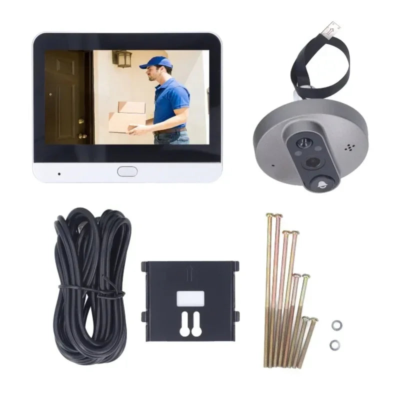 Wireless Peephole Door Camera 3MP 4.3" Screen Night Vision PIR Peephole Door Camera Qme