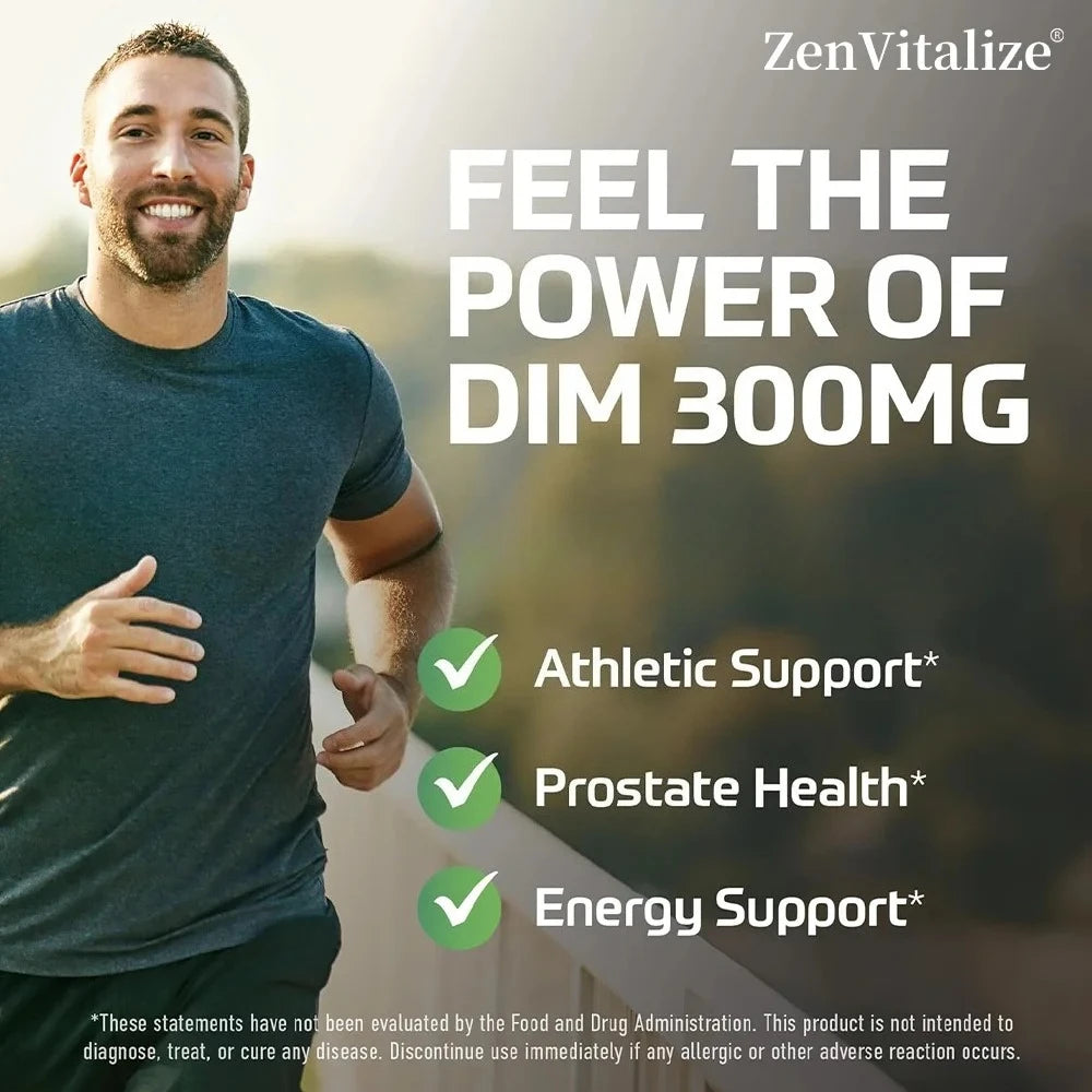 ZENVITALIZE DIM 300mg Men's Supplement – Broccoli & Black Pepper Men's Health Supplement Qst
