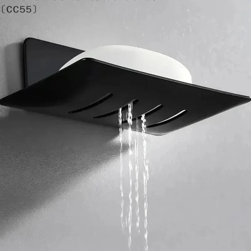 Wall Mounted Carbon Steel Soap Dish Tray with Drainage – Black Soap Dish Tray Qst