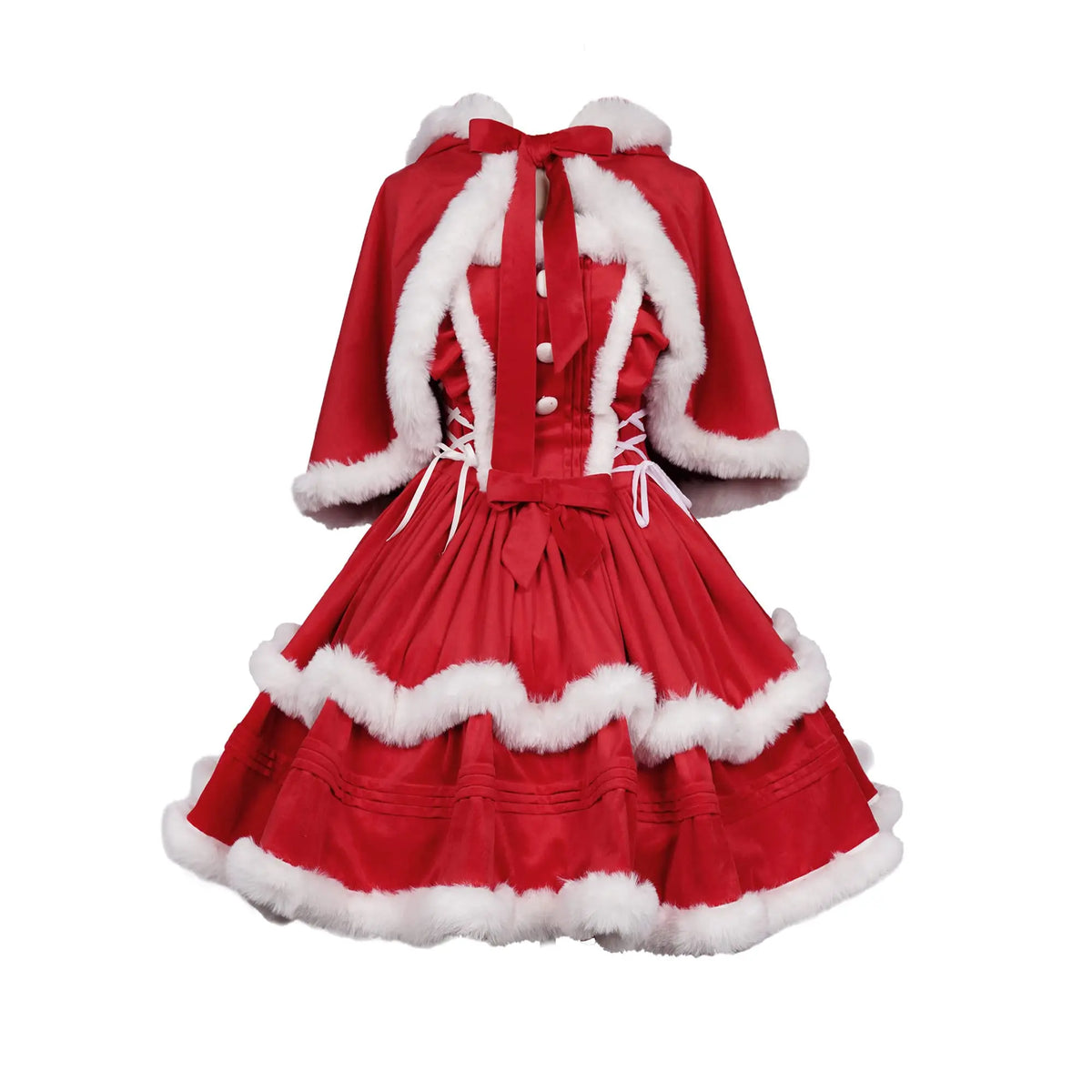 Women's Christmas Santa Lolita Dress – Red, Green & Purple Christmas Costume Dress Qme