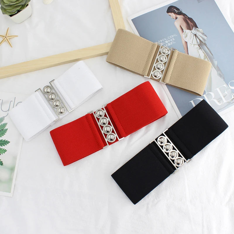 Women's Retro Elastic Wide Waistband Corset Belt | One Size Elastic Waistband Belt Qst