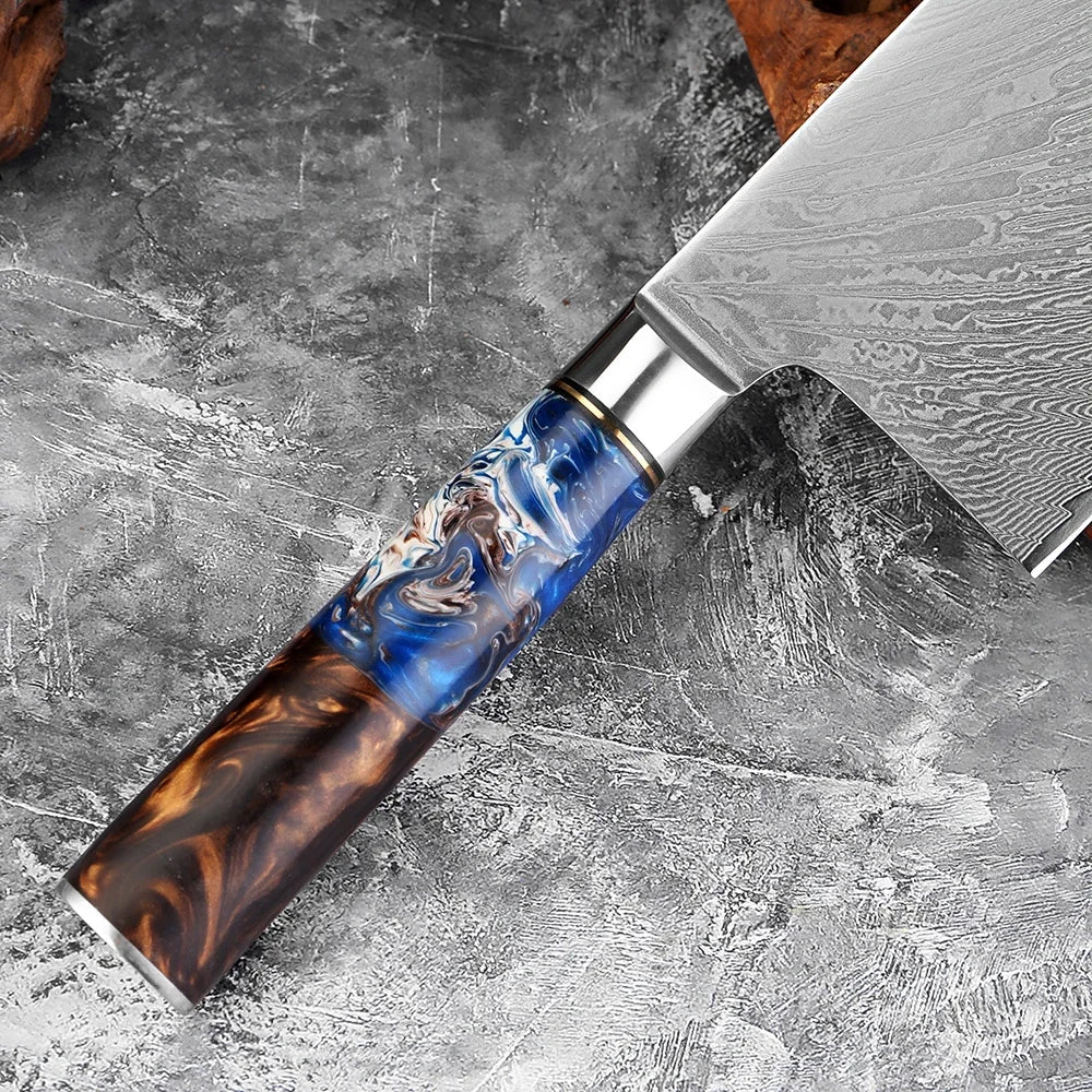 XITUO 7" Damascus Steel Japanese Cleaver Knife | Sharp Butcher Damascus Cleaver Knife Qst