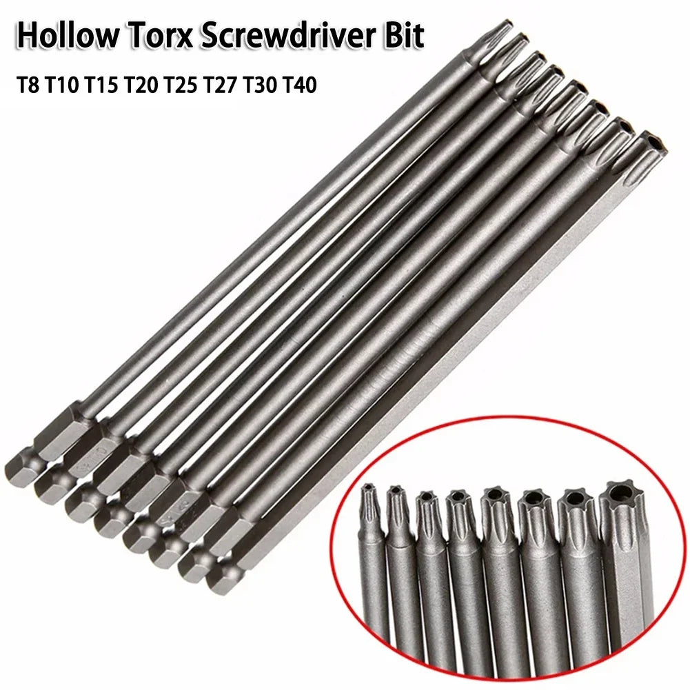 Hollow Torx Screwdriver Bit Set Hex Shank T8–T40 Steel Torx Screwdriver Bit Qme