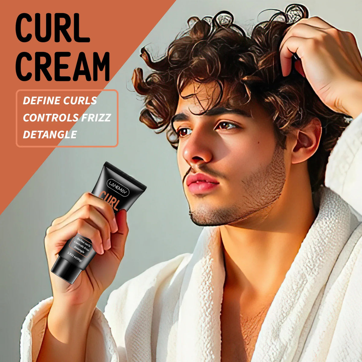 Men's Curl Cream with Argan Oil – Define, Smooth & Control Frizz Men's Curl Cream Qst