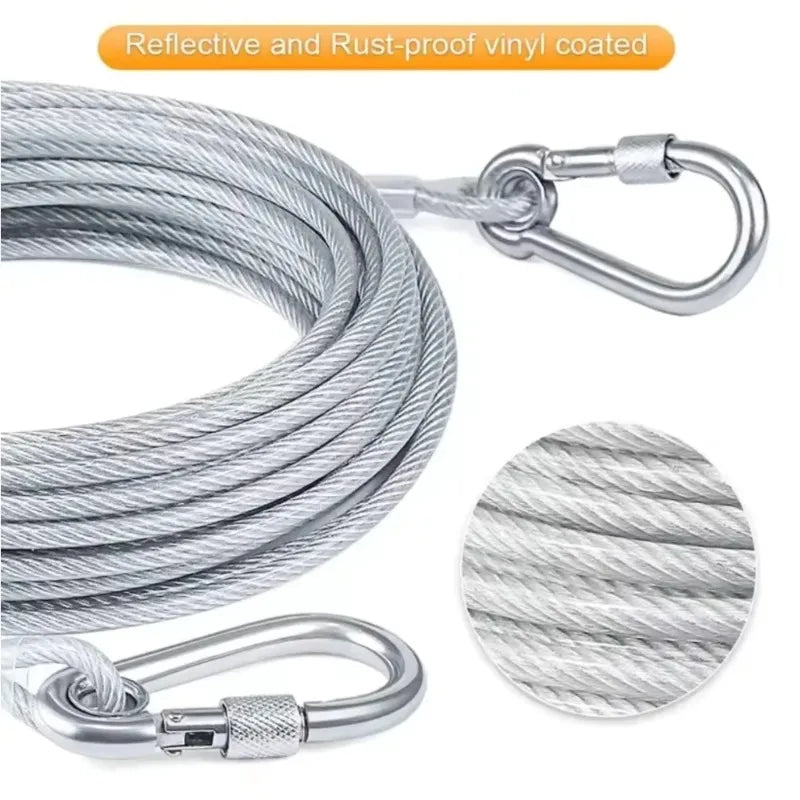 Double-Headed Dog Tie Out Cable Leash | Stainless Steel Dog Tie Out Cable Qme