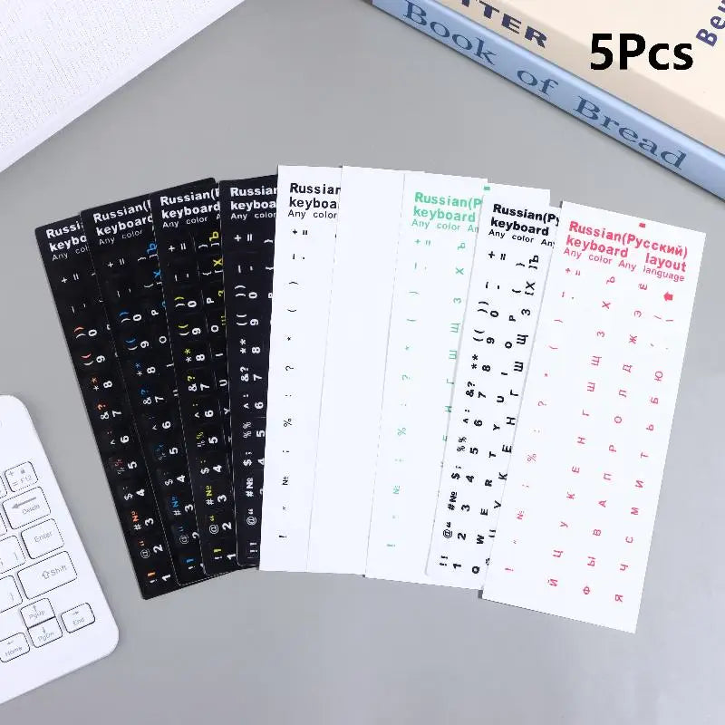 Russian Keyboard Stickers – Waterproof PVC Labels, 5-Sheet Set Keyboard Stickers Qme