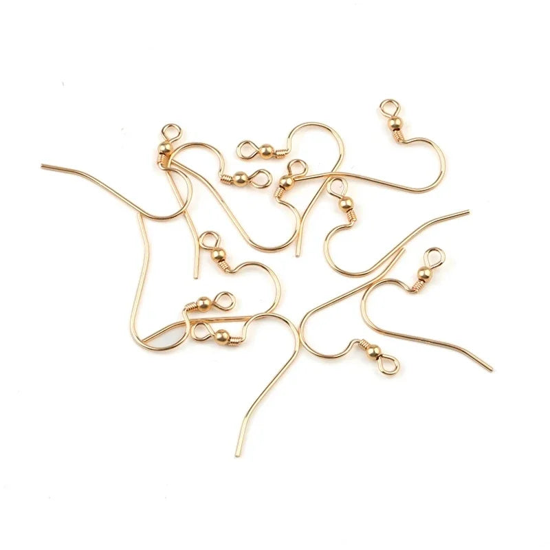 14K Gold Filled Ear Wire Hooks with Beads – DIY Earring Pair Earring Findings Qme