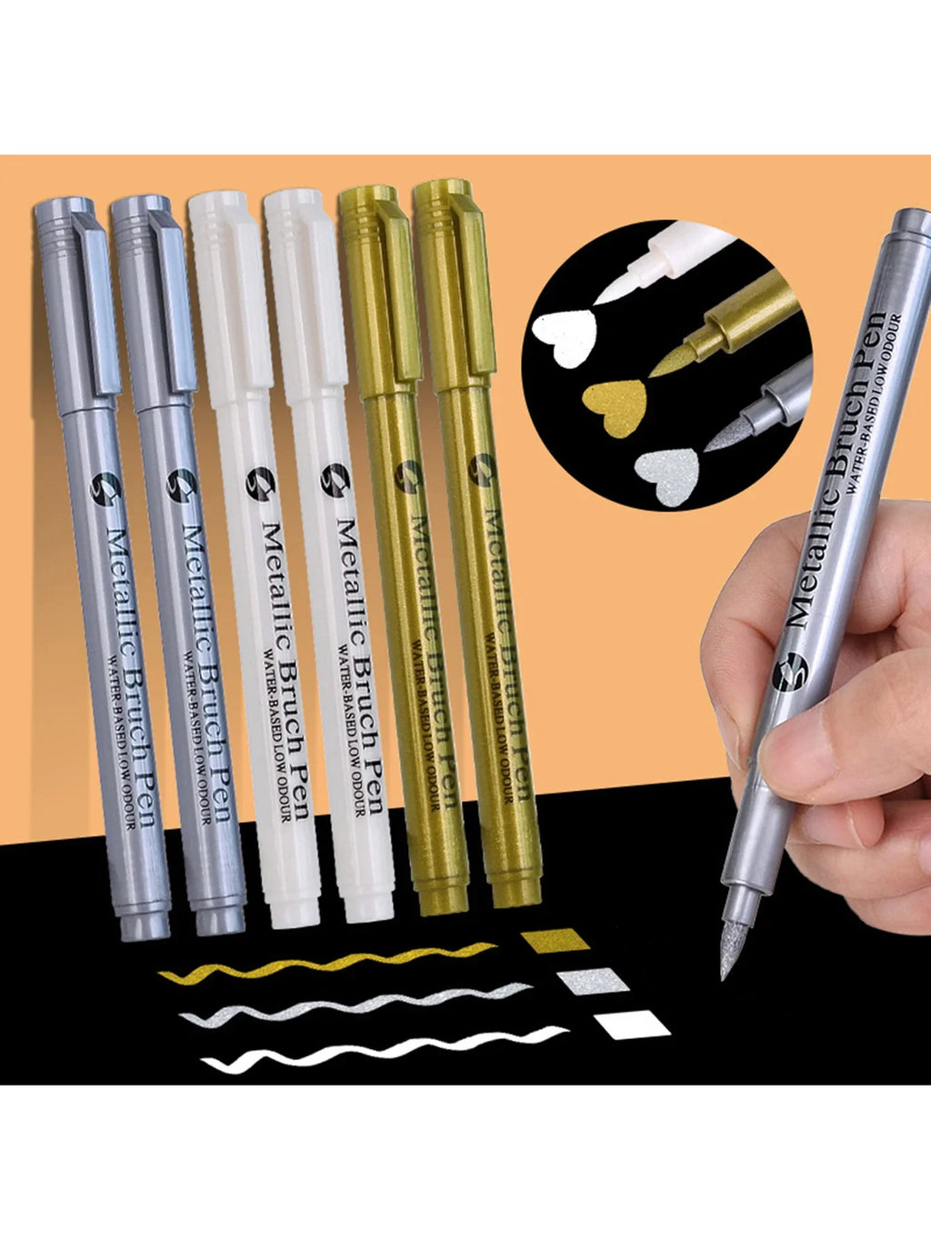 Metallic Paint Marker Pens – Waterproof Permanent Ink, 11 Colors Metallic Paint Markers Qme