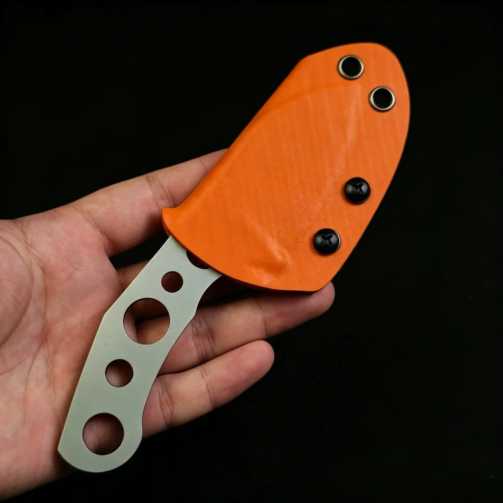 TRSKT AUS-10 Full Tang Neck Knife 62HRC + Kydex Sheath Fixed Blade Knife Qst