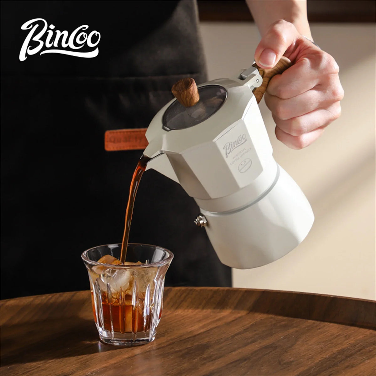 Bincoo Dual Valve Moka Pot Espresso Set with Electric Stove Moka Pot Set Qst