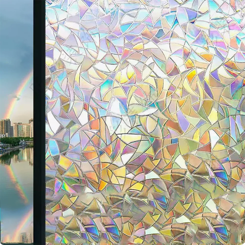 Rainbow Electrostatic Window Privacy Film | No-Glue PVC Cling Window Privacy Film Qme