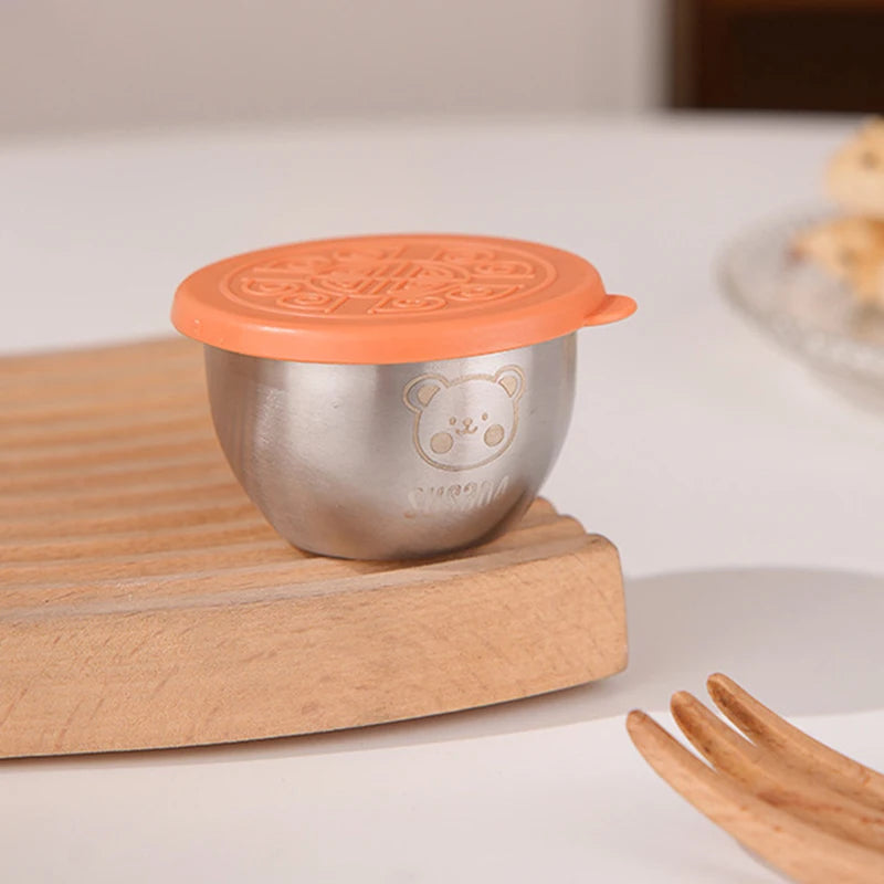 Stainless Steel Dipping Sauce Cup with Lid | BBQ Condiment Bowl Condiment Dipping Cup Qst Orange