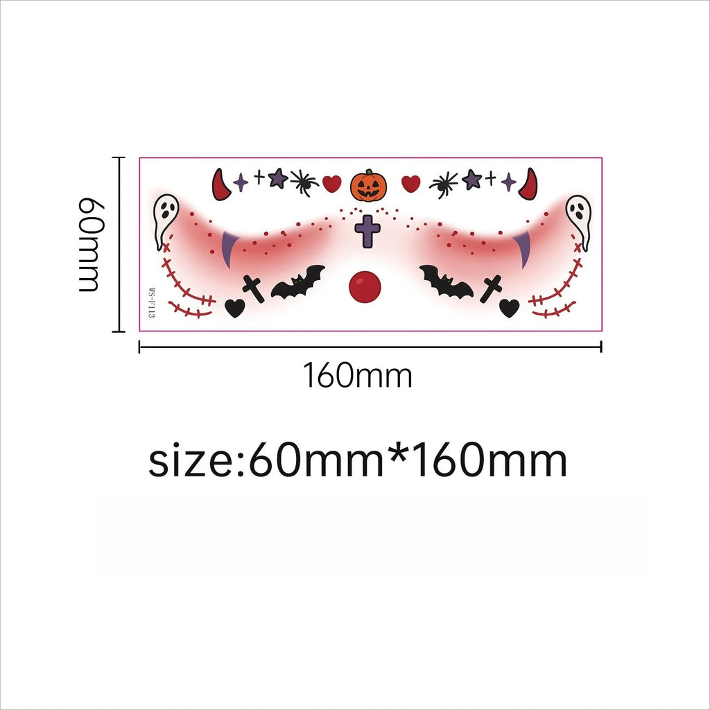 Halloween Face Tattoo Stickers – Waterproof Realistic Designs Halloween Tattoo Stickers Qme