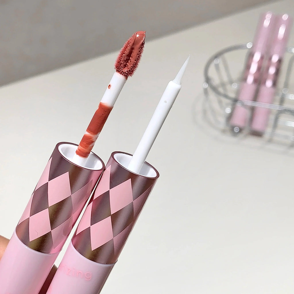 SHAQINUO Double-End Lip Gloss – Mirror Glaze & Matte Velvet Double-End Lip Gloss Qme