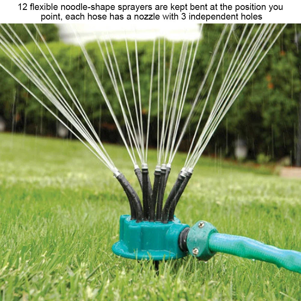 360° Rotating Garden Sprinkler 12 Multi-Head Auto Irrigation Garden Sprinkler Qme