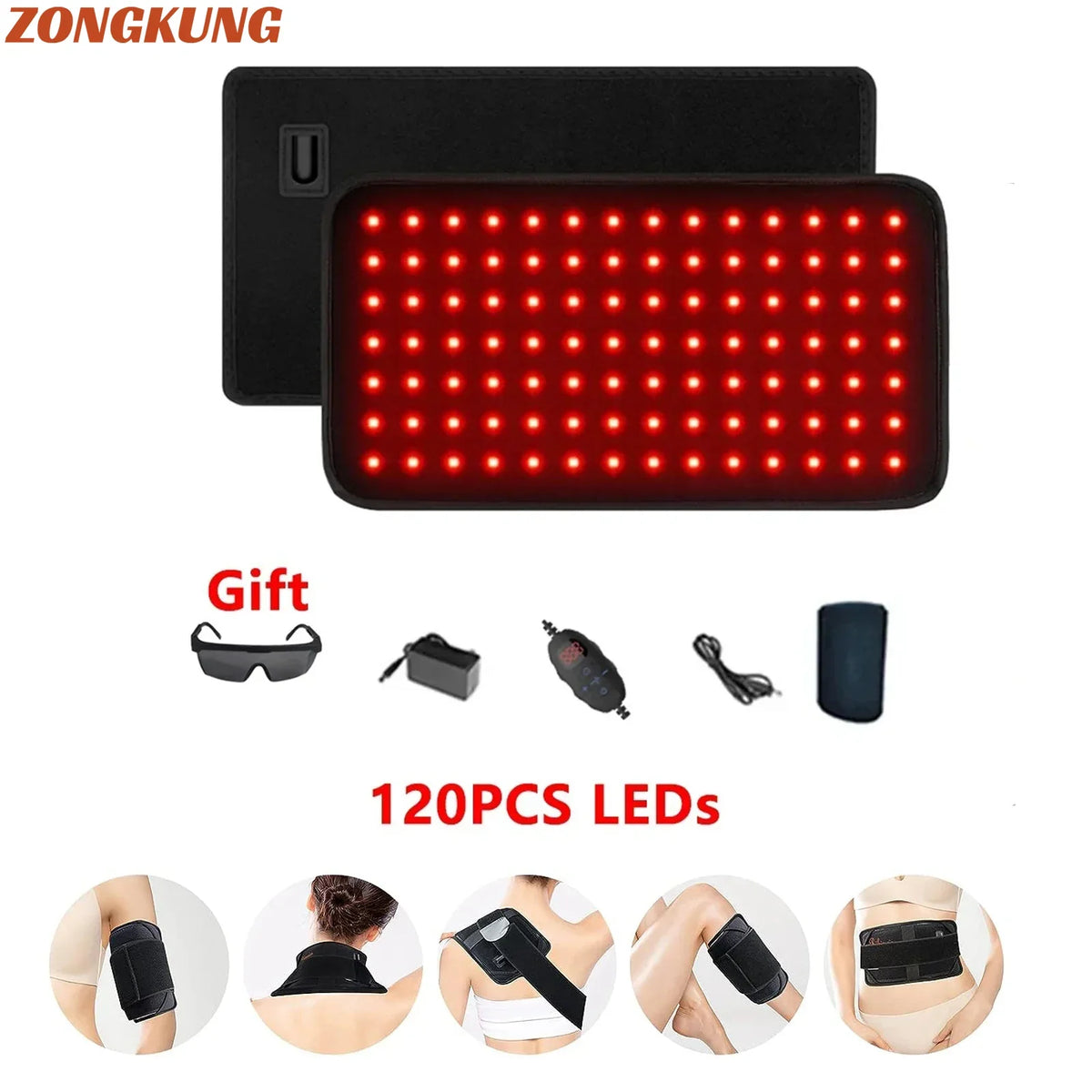 120 LED Red Light Therapy Pad 660nm 850nm – Wearable Wrap Light Therapy Pad Qst