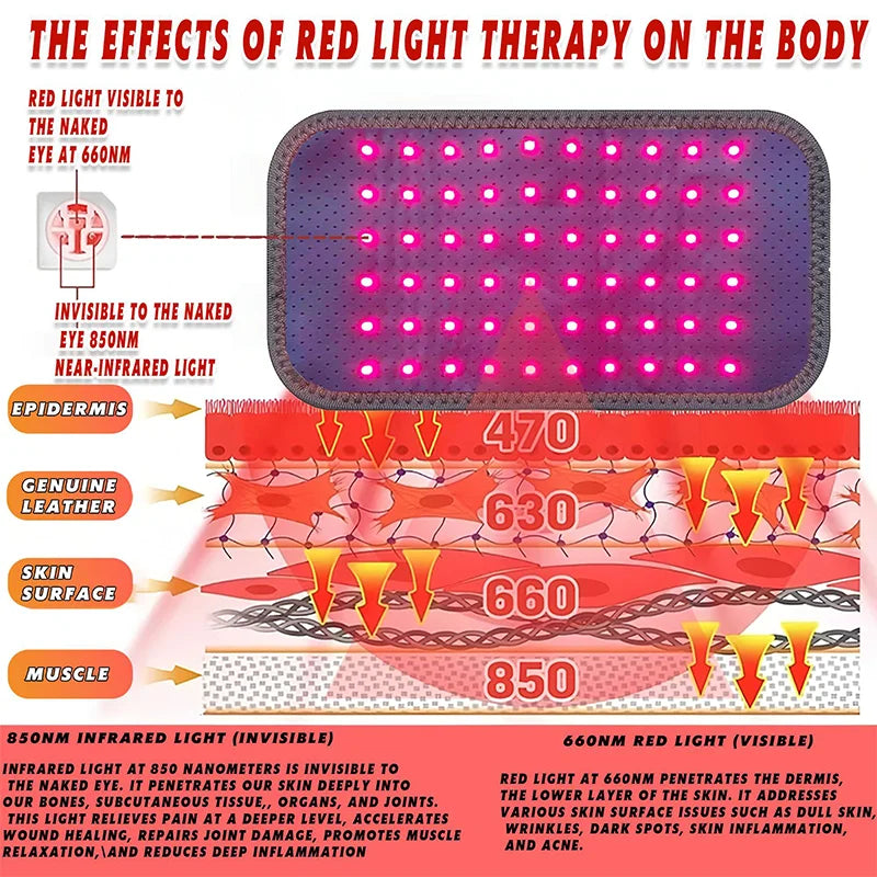 60 LED Red Light Therapy Belt 660nm 850nm | Back Waist Knee Red Light Therapy Belt Qst
