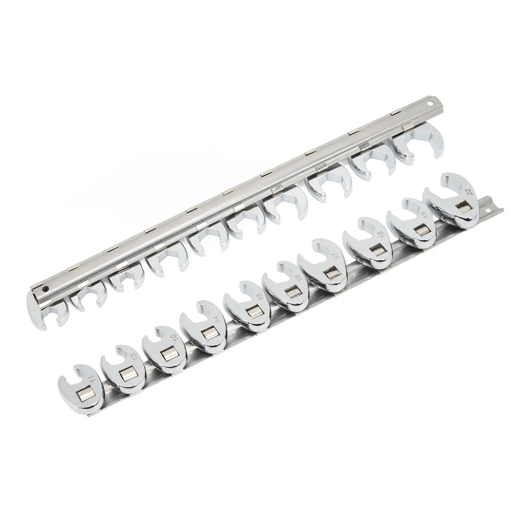10pc Crow's Foot Wrench Set | 3/8" Drive | 10–22mm Chrome Crow's Foot Wrench Set Qme