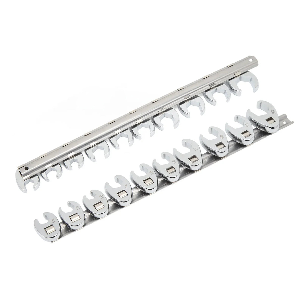 10pc Crow's Foot Wrench Set | 3/8" Drive | 10–22mm Chrome Crow's Foot Wrench Set Qme