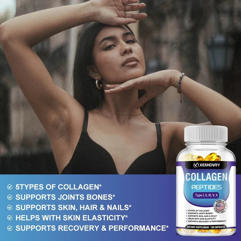 Premium Collagen Peptide Complex – Type I II III V Capsules Collagen Supplement Qst